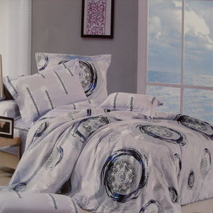 精致睡眠新體驗 AB版緞格絲光棉小提花印花四件套，家居日用品批發(fā)優(yōu)選